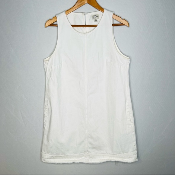 J. Crew White Cotton Frayed Hem Sleeveless Denim Dress. Size 12. - Picture 3 of 13